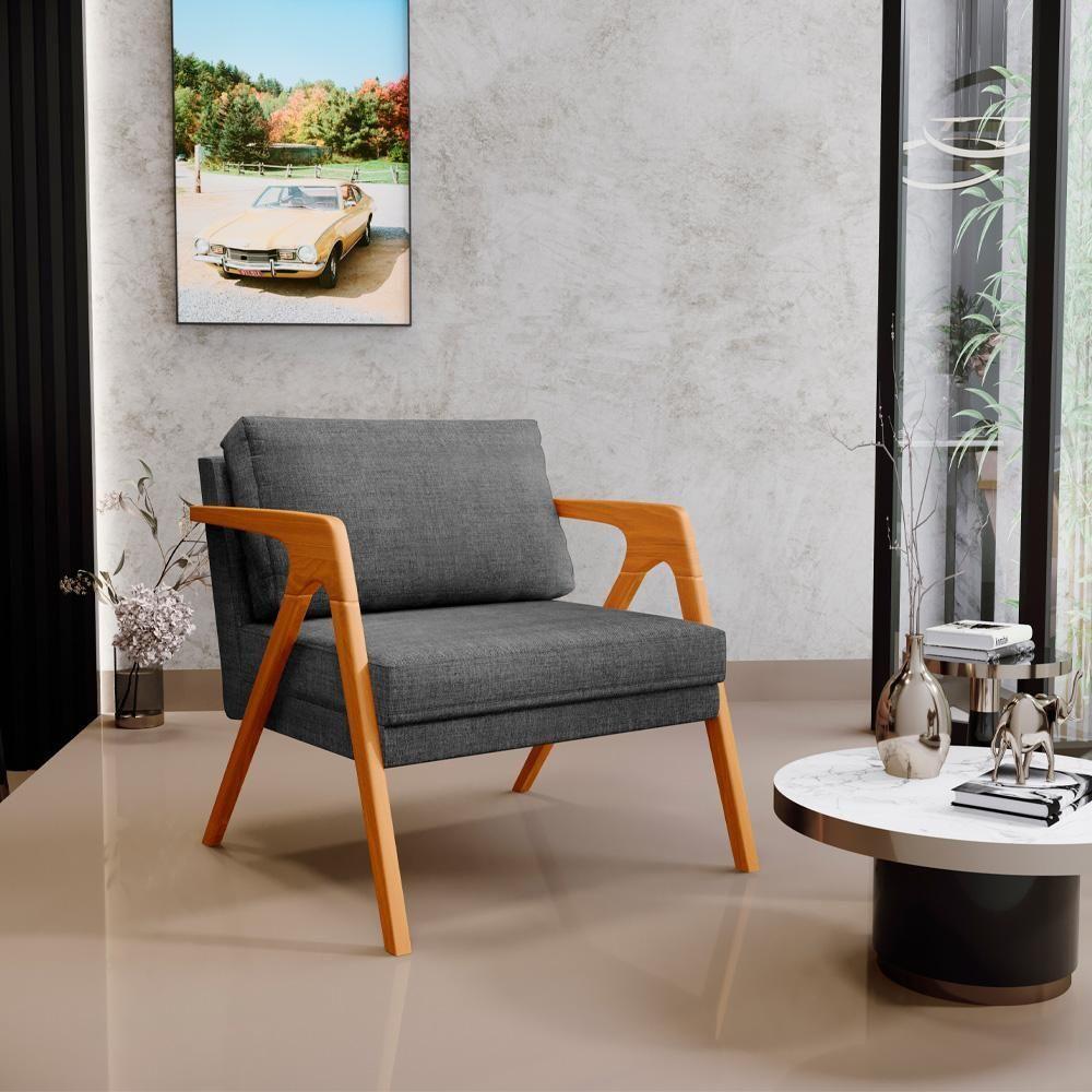 Kit 04 Poltrona Pietra L02 Linho Cinza Escuro - 8