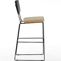 Kit 02 Banquetas Altas Preto Linho Bege Escuro