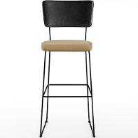 Kit 02 Banquetas Altas Preto Linho Bege Escuro - 5