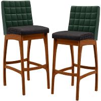 Kit 02 Banquetas Altas Cozinha B04 Verde Musgo Chumbo - 1