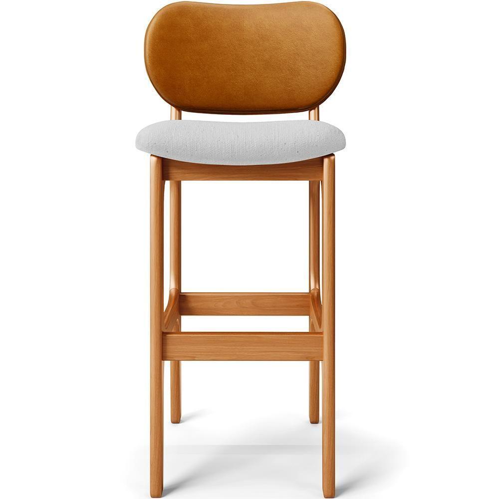 Kit 6 Banquetas Alta Betta Imbuia Whisky Linho Cinza - 4