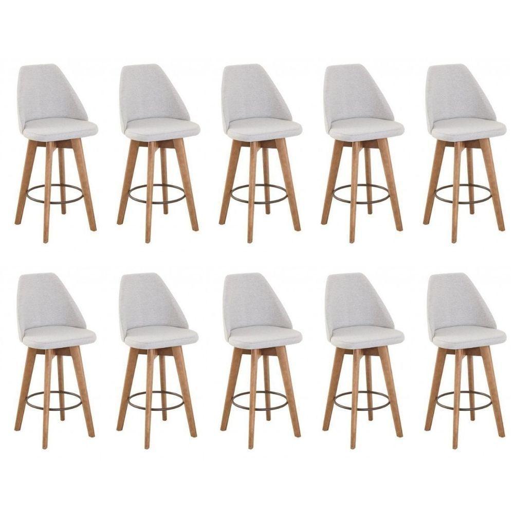 Kit 10 Banquetas Gourmet Giratória Maya-tecido Linho - 1