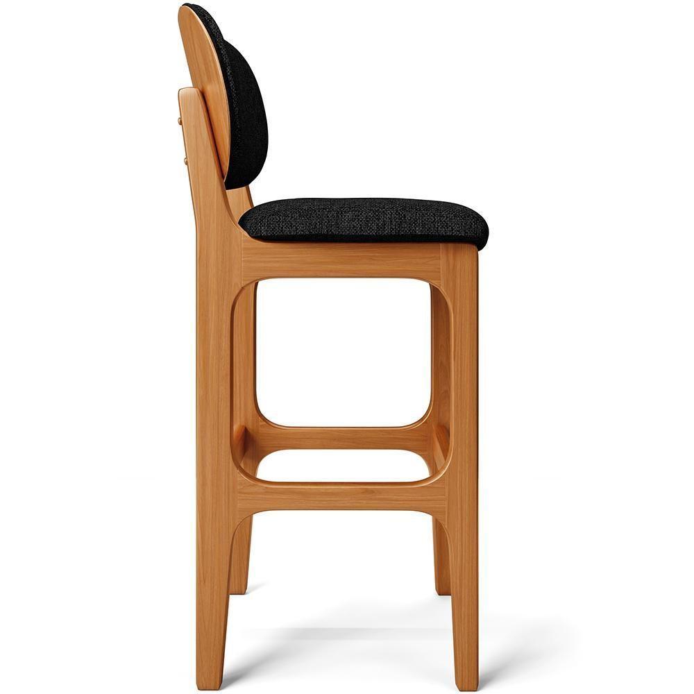 Kit 6 Banquetas Alta Betta Imbuia Linho Chumbo - 3