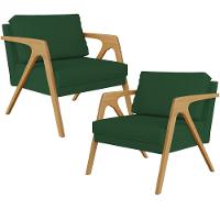 Kit 02 Poltronas Pietra L02 Suede Verde Musgo - 1