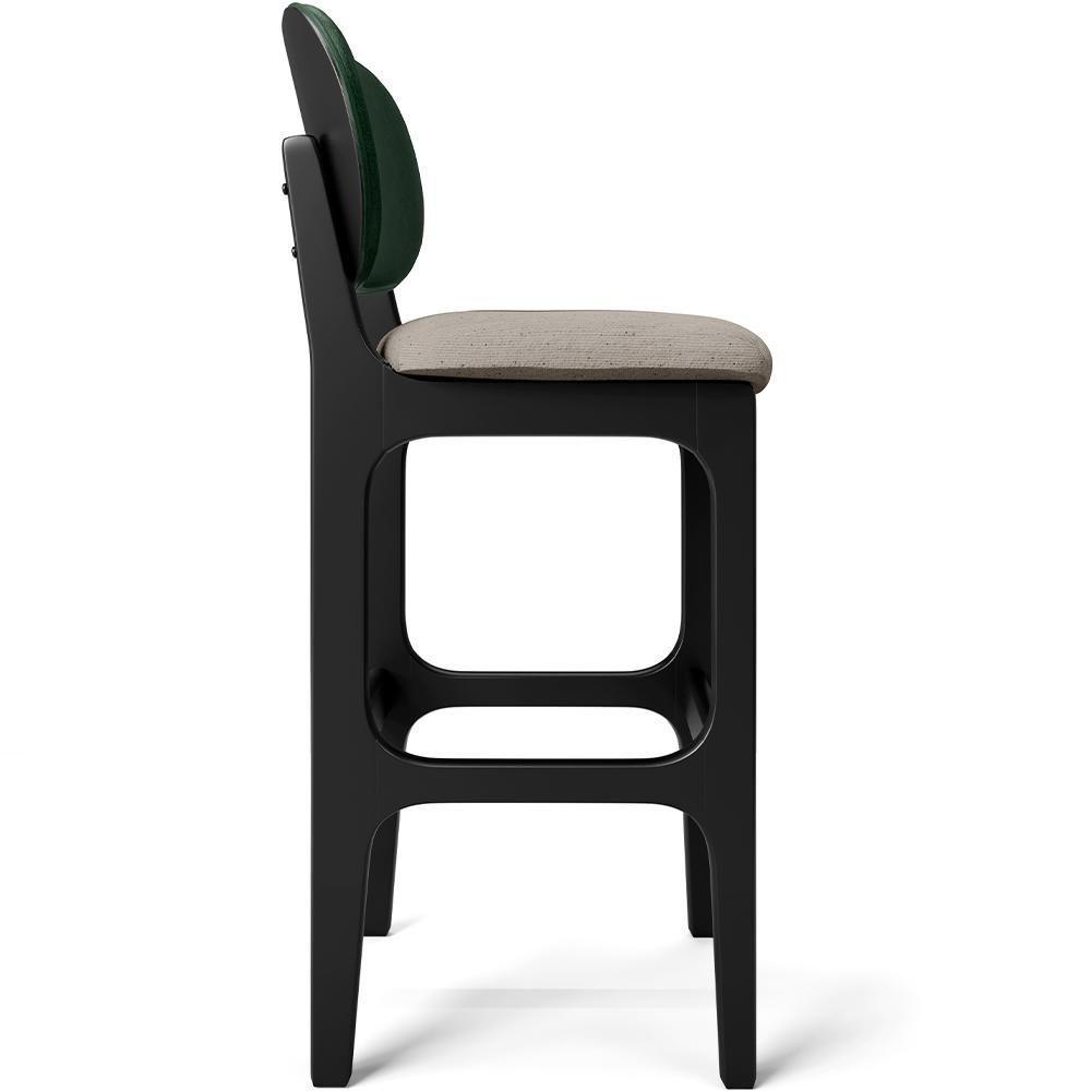 Kit 3 Banquetas Alta Betta Preto Facto Verde Linho Bege - 3