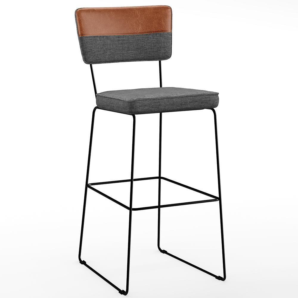 Kit 04 Banquetas Altas Allana L02 Faixa Camel Cinza Escuro - 7