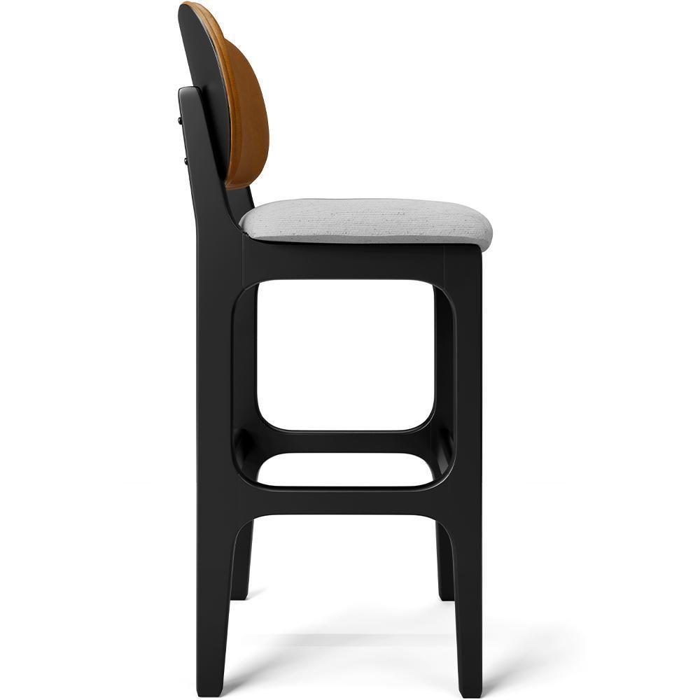 Kit 6 Banquetas Alta Betta Preto Whisky Linho Cinza - 3