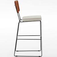 Kit 02 Banquetas Altas Camel Linho Champagne