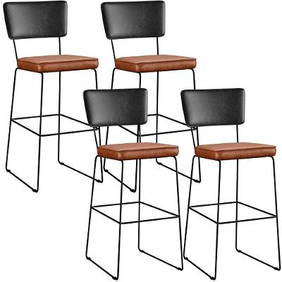 Kit 04 Banquetas Altas Preto Camel