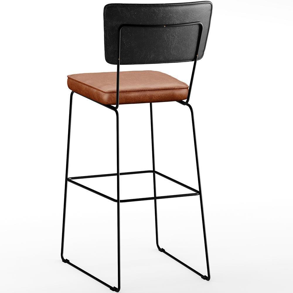 Kit 03 Banquetas Altas Preto Camel - 2