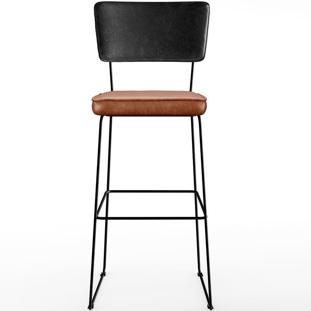 Kit 03 Banquetas Altas Preto Camel - 5