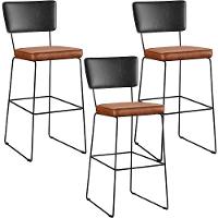 Kit 03 Banquetas Altas Preto Camel - 1