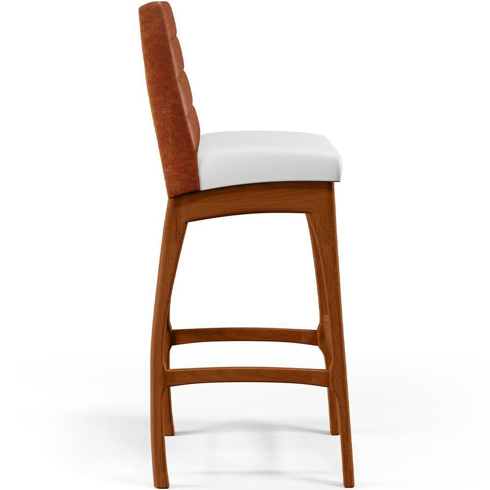 Kit 05 Banquetas Altas Mila Camel Corano Branco - 4