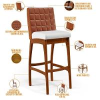 Kit 05 Banquetas Altas Mila Camel Corano Branco - 7