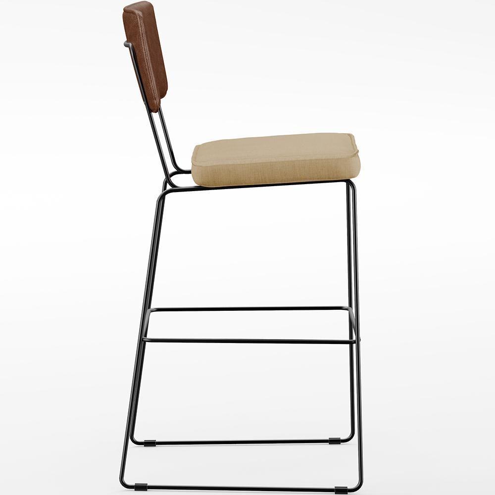 Kit 05 Banqueta Alta Cozinha Allana L02 Marrom Bege Escuro - 4