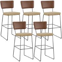 Kit 05 Banqueta Alta Cozinha Allana L02 Marrom Bege Escuro - 1