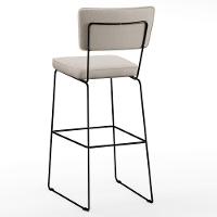 Kit 03 Banquetas Alta Base Em Aço Fixa Linho Cru - 3