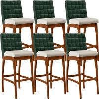 Kit 06 Banquetas Altas B04 Verde Musgo Champagne - 1