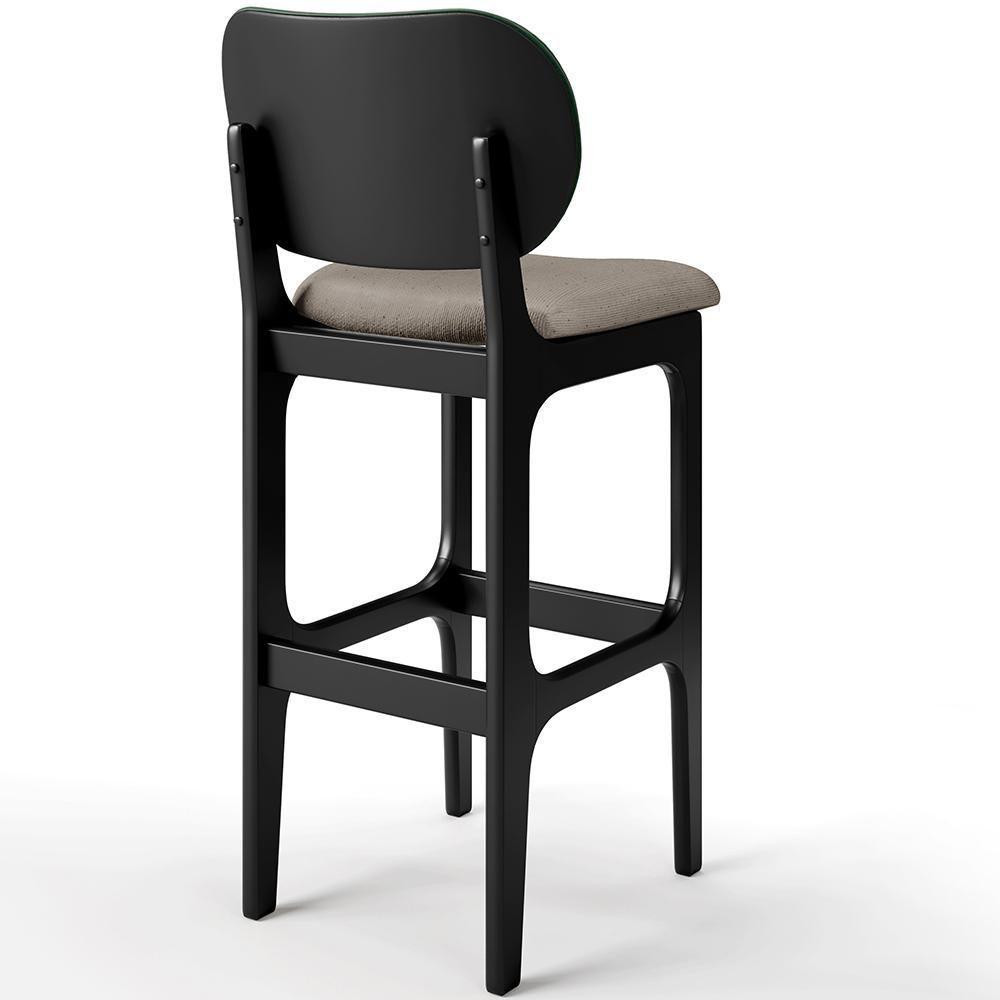 Kit 5 Banquetas Alta Betta Preto Facto Verde Linho Bege - 2