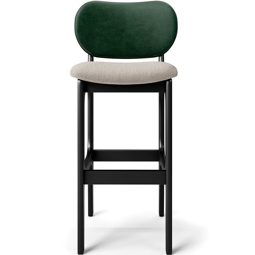 Kit 5 Banquetas Alta Betta Preto Facto Verde Linho Bege - 4