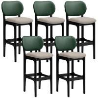 Kit 5 Banquetas Alta Betta Preto Facto Verde Linho Bege - 1