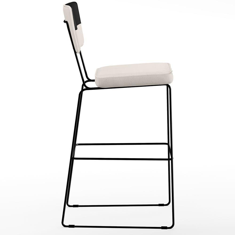 Kit 02 Banquetas Altas De Jantar Allana L02 Faixa Preto Cru - 3