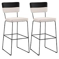 Kit 02 Banquetas Altas De Jantar Allana L02 Faixa Preto Cru - 1