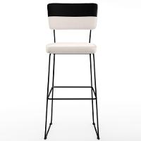 Kit 02 Banquetas Altas De Jantar Allana L02 Faixa Preto Cru