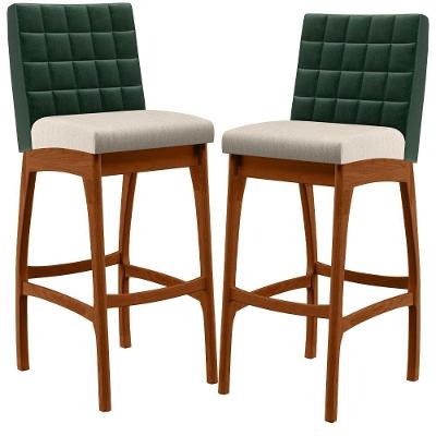 Kit 02 Banquetas Altas Cozinha B04 Verde Musgo Cru