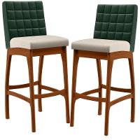 Kit 02 Banquetas Altas Cozinha B04 Verde Musgo Cru - 1