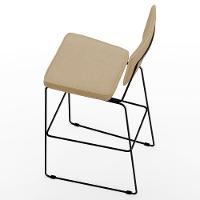 Kit 02 Banquetas Alta Base Aço Fixa Linho Bege Escuro - 2