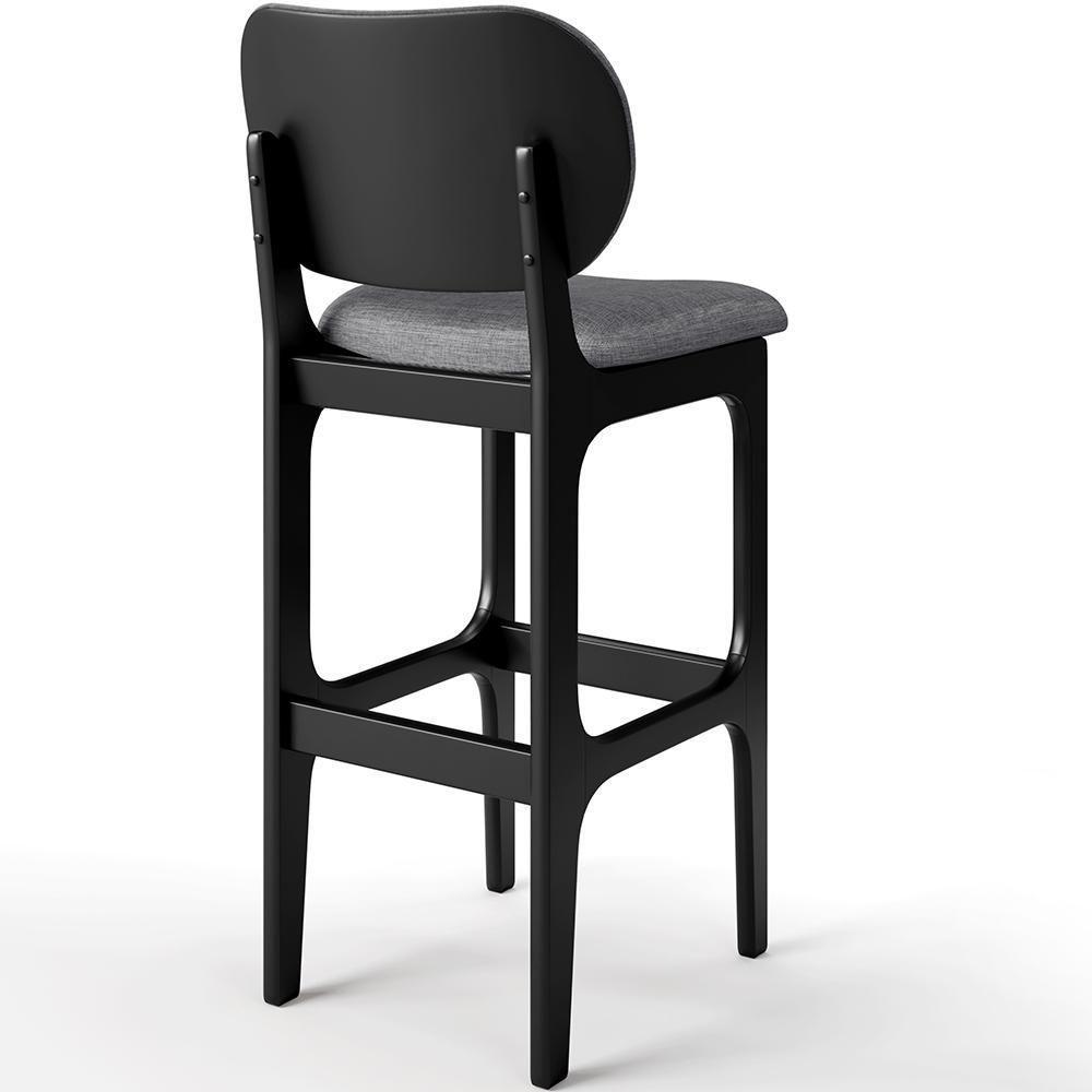 Kit 6 Banquetas Alta Betta Preto Linho Cinza Escuro - 2