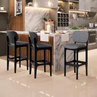 Kit 6 Banquetas Alta Betta Preto Linho Cinza Escuro - 8