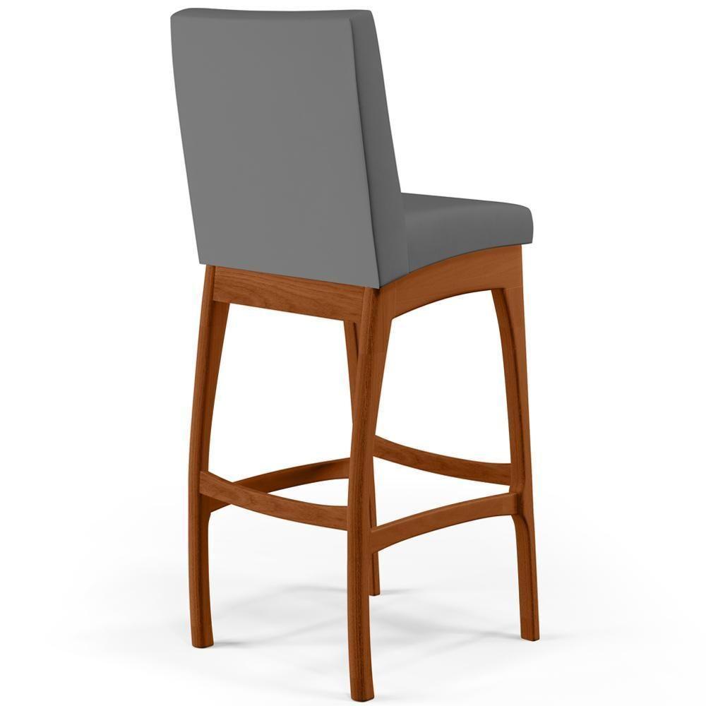 Banqueta Alta Cozinha De Jantar Fixa Mila B04 Suede Cinza - 2