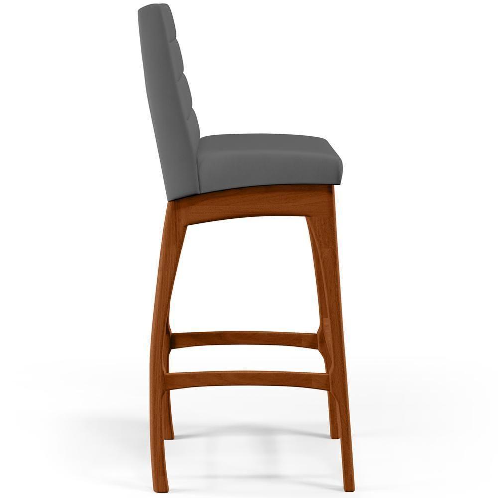 Banqueta Alta Cozinha De Jantar Fixa Mila B04 Suede Cinza - 4