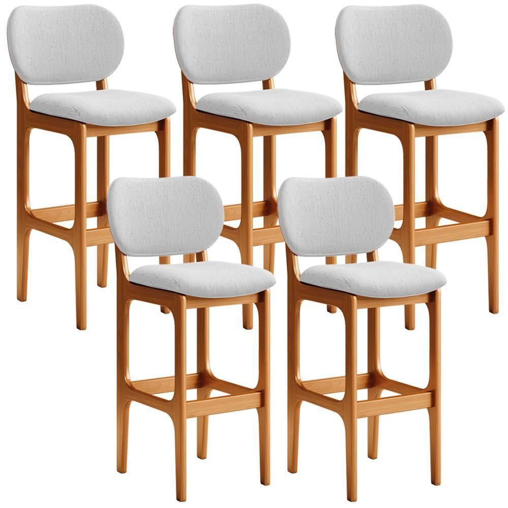 Kit 5 Banquetas Alta Cozinha Betta L02 Imbuia Cinza - 1