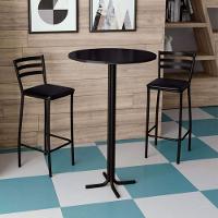 Conjunto Bistrô Mesa Com 2 Banquetas Altas Morumbi Preto E Tampo Preto - Cor: Preto - 1