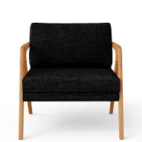 Kit 04 Poltronas Estrutura De Madeira L02 Linho Chumbo