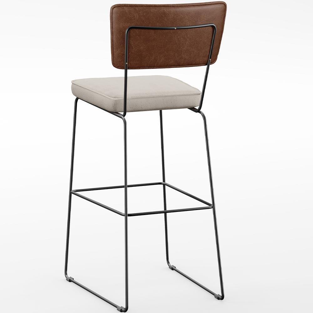 Kit 04 Banqueta Alta Cozinha Allana L02 Marrom Linho Cru - 2