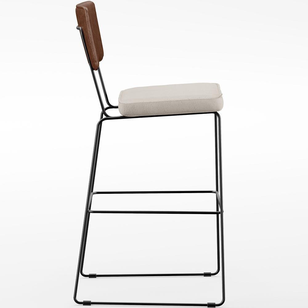 Kit 04 Banqueta Alta Cozinha Allana L02 Marrom Linho Cru - 4