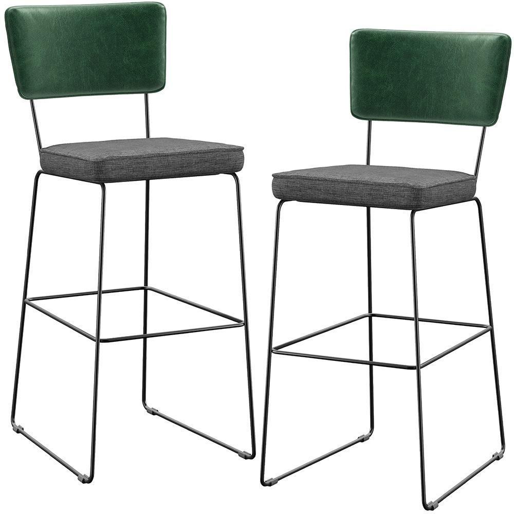 Kit 02 Banqueta Alta Allana L02 Verde Musgo Cinza Escuro - 1