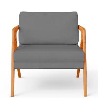 Kit 04 Poltronas Estrutura De Madeira L02 Suede Cinza - 3