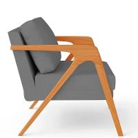 Kit 04 Poltronas Estrutura De Madeira L02 Suede Cinza