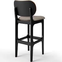 Kit 4 Banquetas Alta Betta Preto Whisky Linho Bege - 2