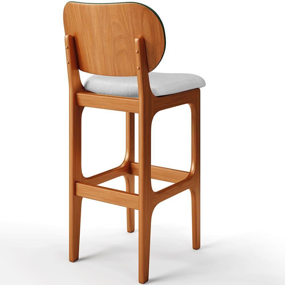 Kit 4 Banquetas Alta Betta Imbuia Facto Verde Linho Cinza - 2