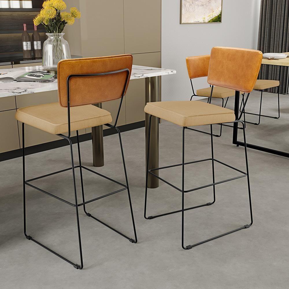 Kit 04 Banquetas Altas Whisky Linho Bege Escuro - 11