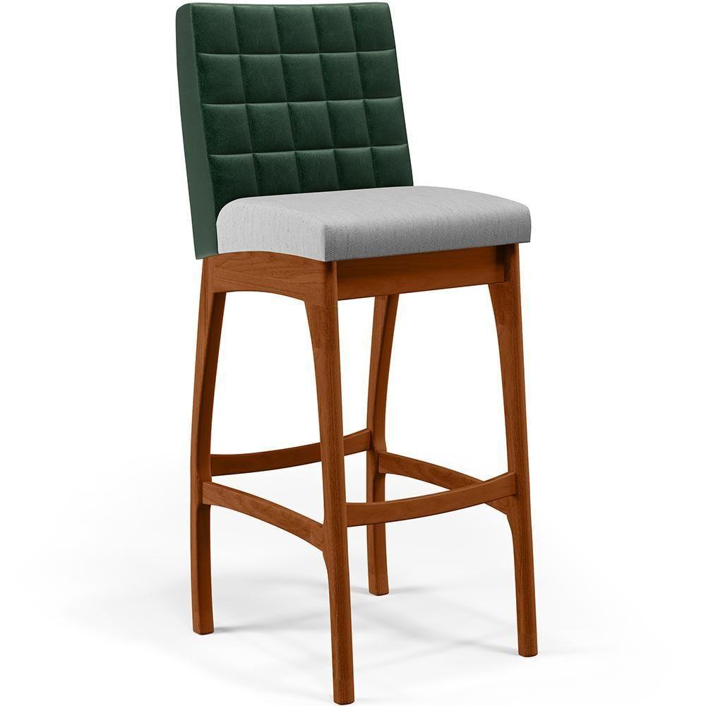 Kit 06 Banquetas Altas Mila Facto Verde Musgo Linho Cinza - 8