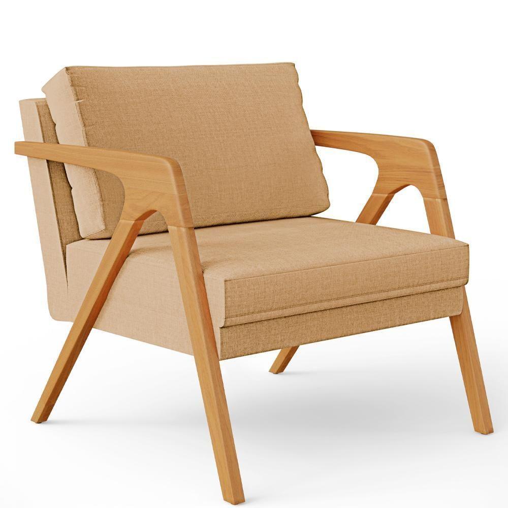 Kit 04 Poltronas Pietra Estrutura L02 Linho Bege Escuro - 7