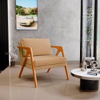 Kit 04 Poltronas Pietra Estrutura L02 Linho Bege Escuro - 8