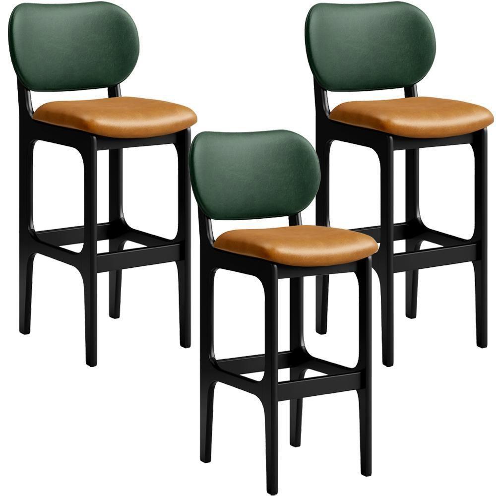 Kit 3 Banquetas Alta Betta Preto Facto Verde Whisky - 1